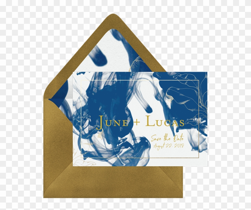 Dreamy Ink Save The Date In Blue - Wallpaper Clipart