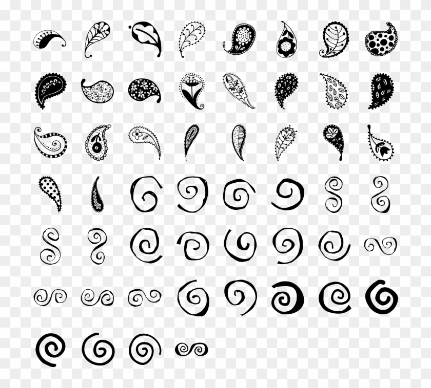 Paisley And Swirl Doodles Dingbat Specimen - Swirl Dingbat Clipart #3058094
