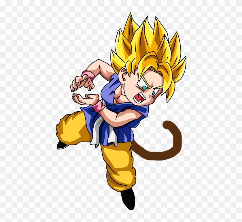 Kid Goku Tail Kamehameha Adult Goku Adult Goku Ssj - Goku Gt Ssj Kamehameha Clipart