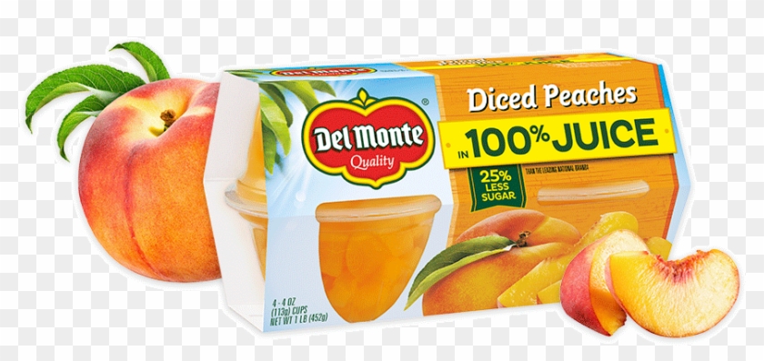 Diced Peaches In 100% Juice, Fruit Cup® Snacks - Del Monte 4pk Fruit Cup Upc Label Clipart #3058717