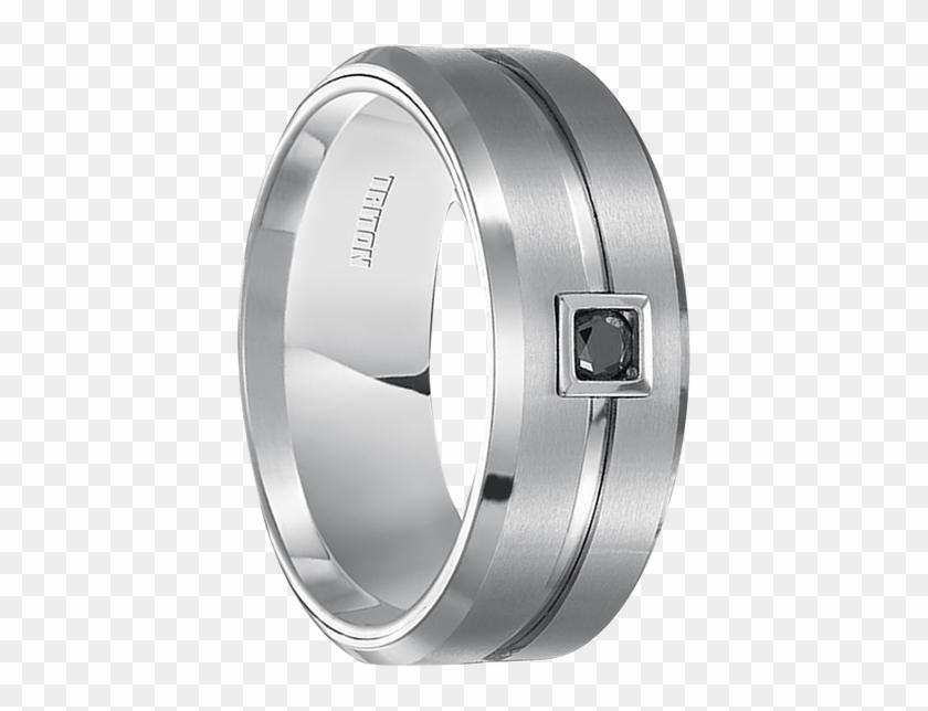 10 Cwt Genuine Black Diamond Ring White Tungsten - Titanium Ring Clipart #3062722