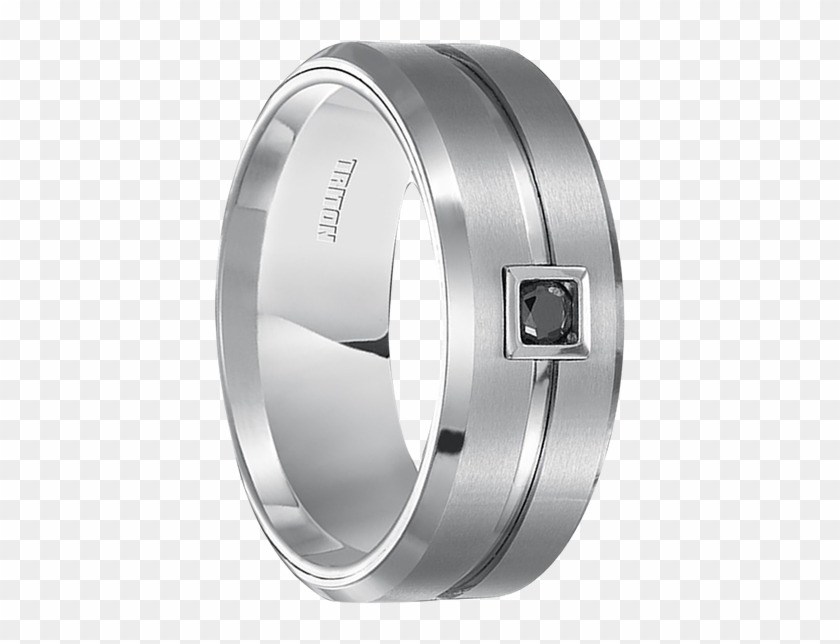10 Cwt Genuine Black Diamond Ring White Tungsten - Titanium Ring Clipart