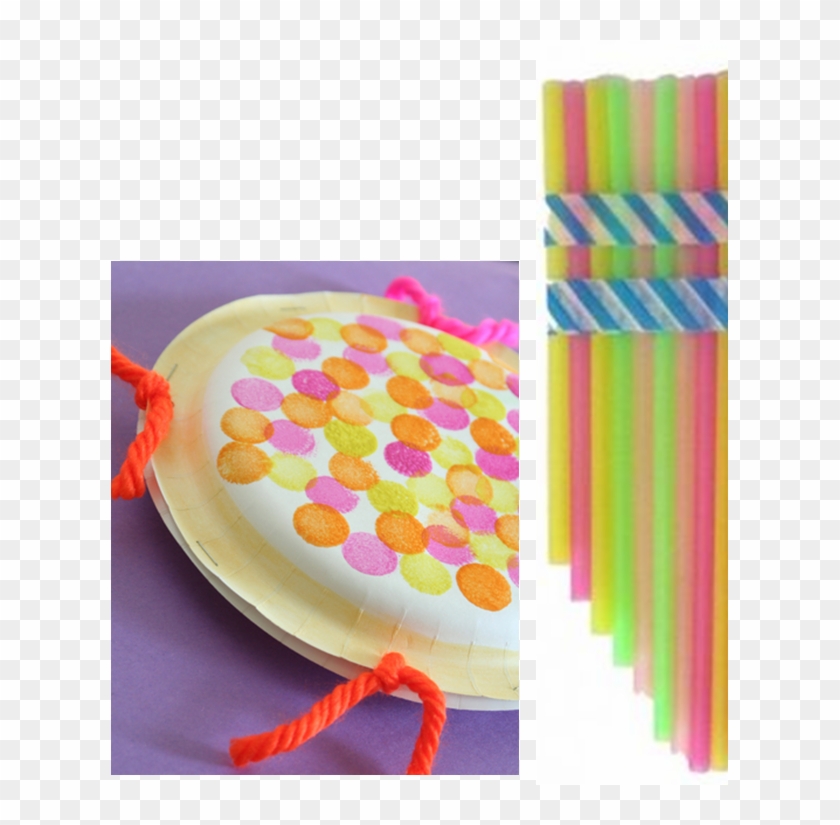 Image Of Paper Plate Tambourine And Straw Panpipe Flute - Musical Instruments Diy Clipart #3065037