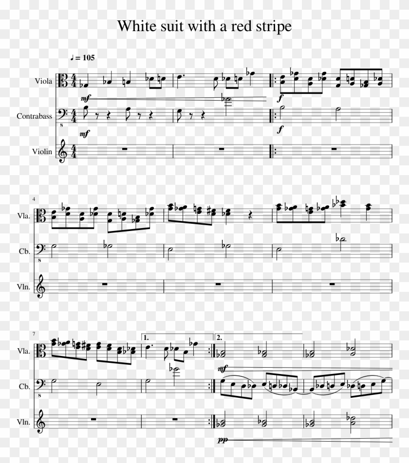 White Suit With A Red Stripe Piano Tutorial - Sheet Music Clipart