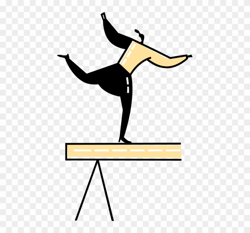 Gymnast Vector Balance Beam Clipart - Png Download #3066117