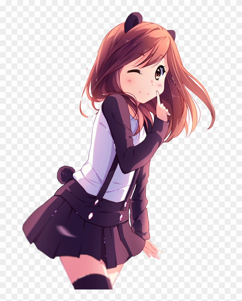 Kawaii Anime Animegirl Panda Japan Pandagirlfreetoedit - Anime Girl Kawaii Brown Hair Clipart #3066387