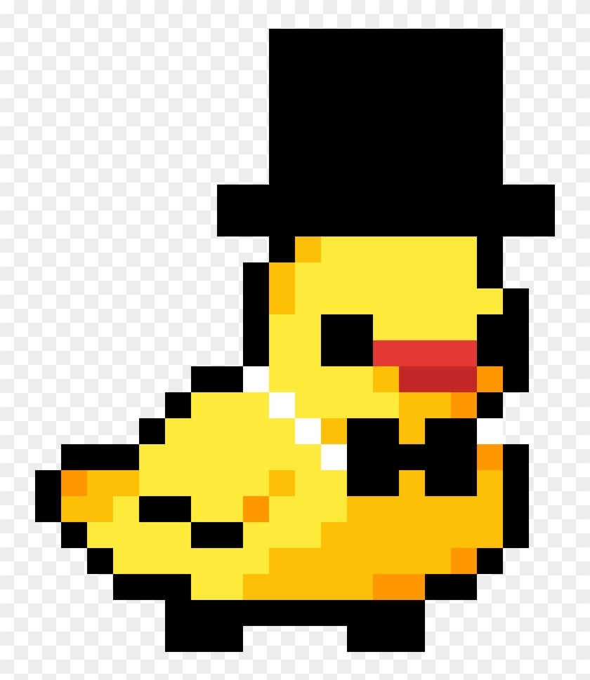 Rubber Ducky - Top Hat - Mario Fire Flower Pixel Png Clipart