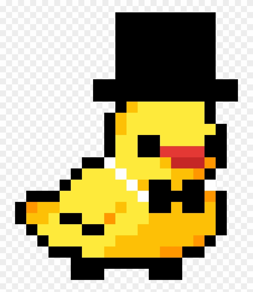 Rubber Ducky - Top Hat - Mario Fire Flower Pixel Png Clipart #3066931
