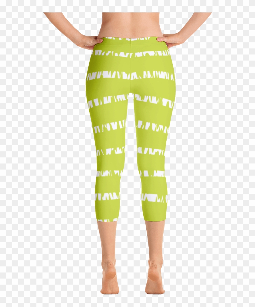 Capri Leggings- Green And White Stripes Spikes - Leggings Clipart #3067839
