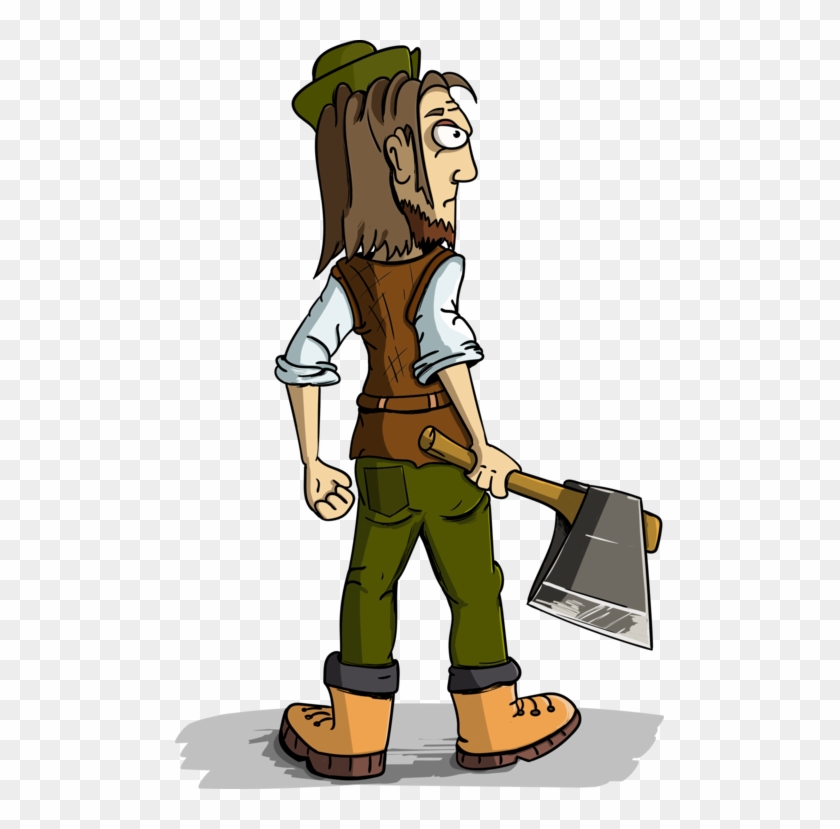 Lumberjack Axe Cartoon - Gambar Penebang Pohon Animasi Clipart
