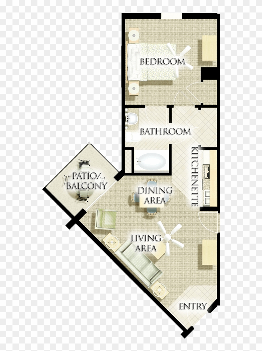 One-bedroom Corner Villa , Png Download Clipart #3069916