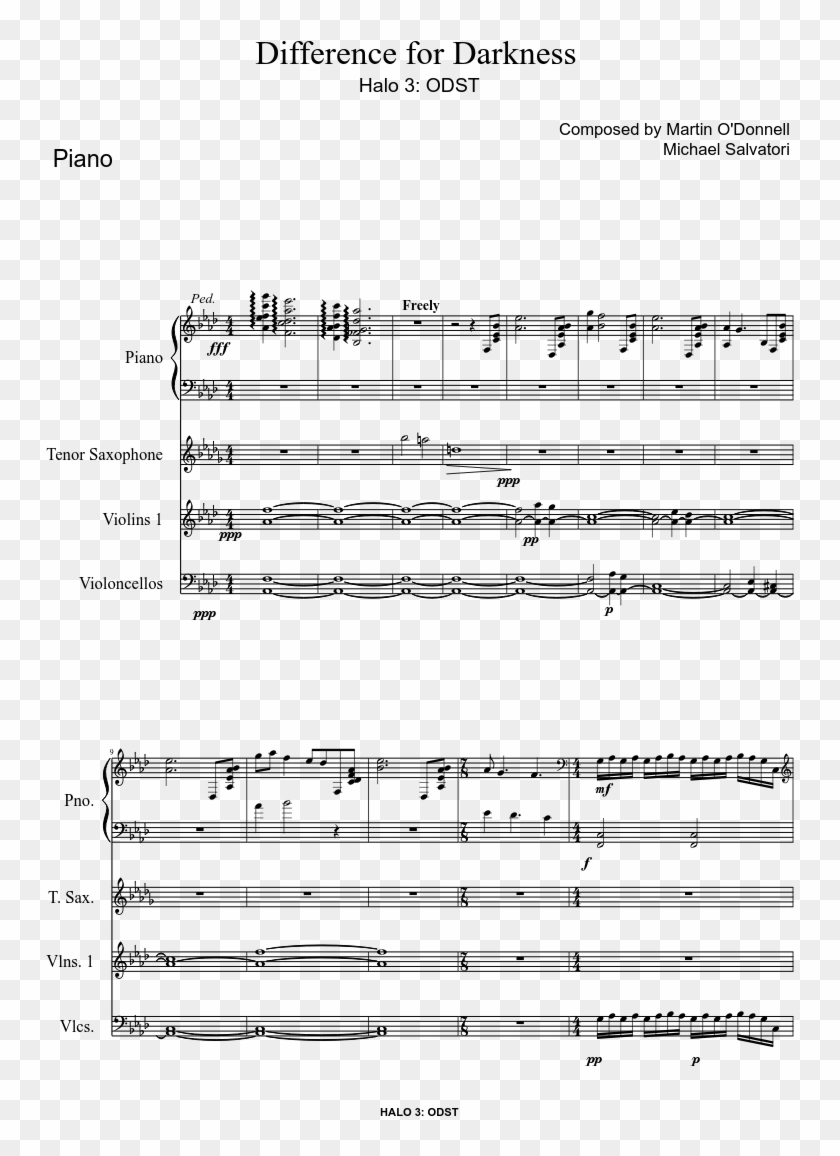 Difference For Darkness Sheet Music Composed By Composed - Halo 3 Odst Rain Alto Saxophone Sheet Music Clipart@pikpng.com