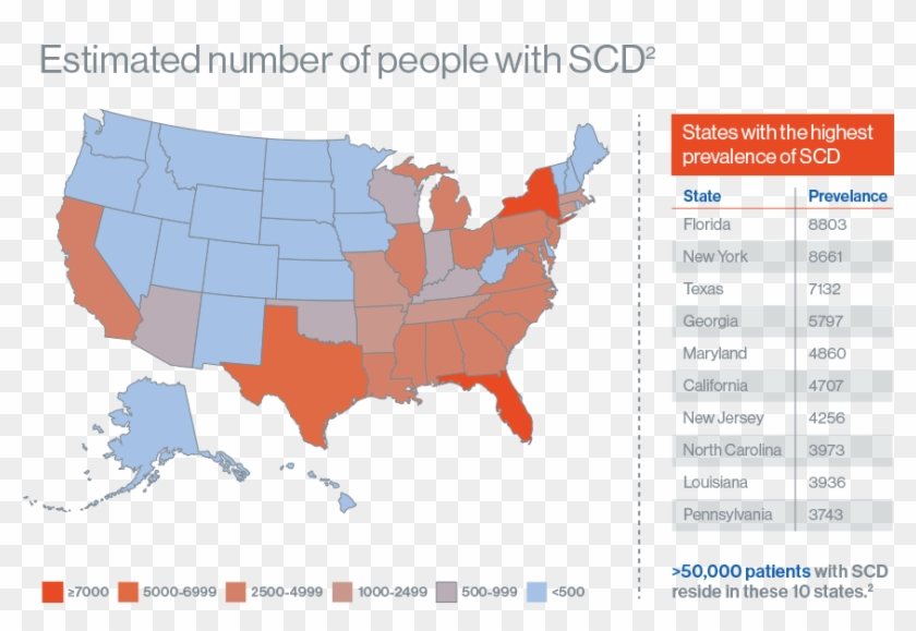 States With The Highest Number Of People With Sickle - Floyds Knobs Indiana Map Clipart #3072797