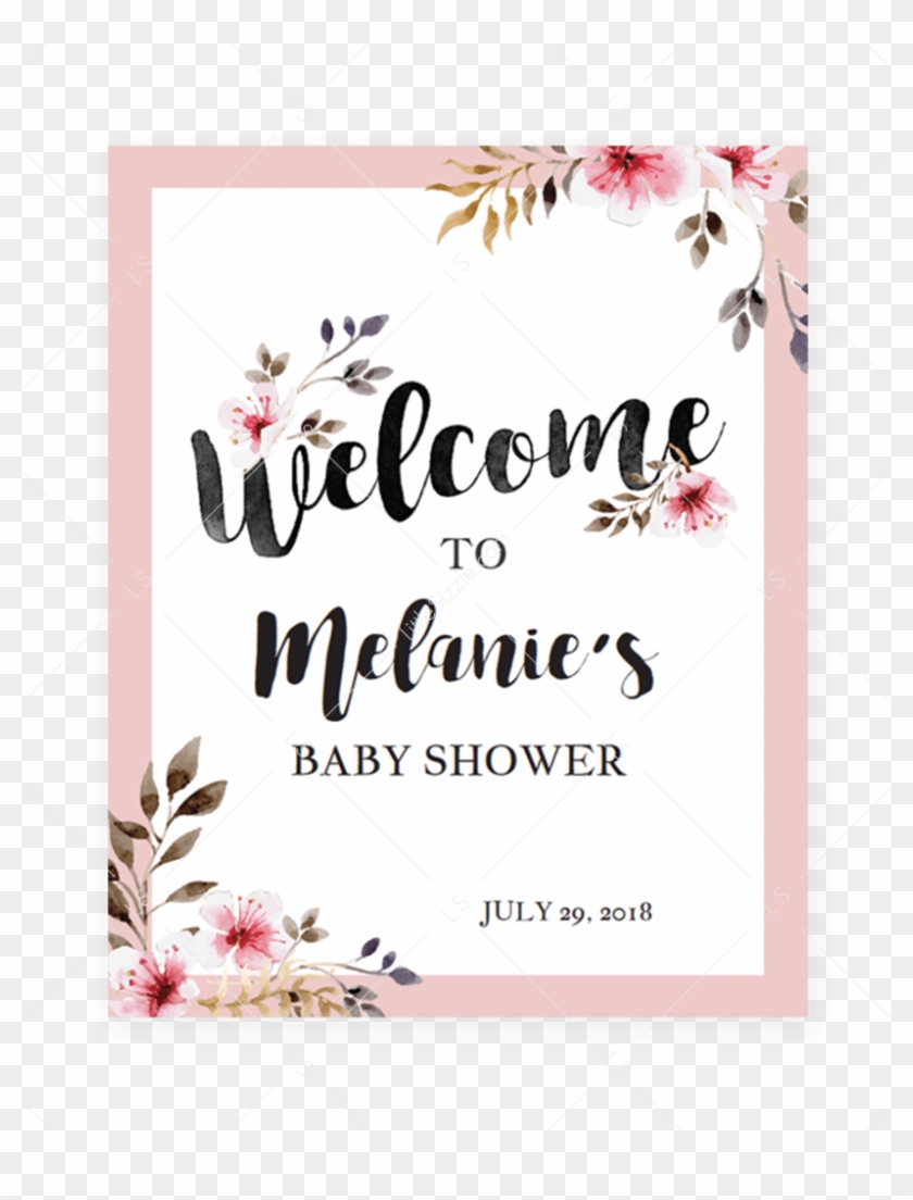 Blush Flowers Welcome Sign For Shower Party By Littlesizzle - Garden Roses Clipart #3074897