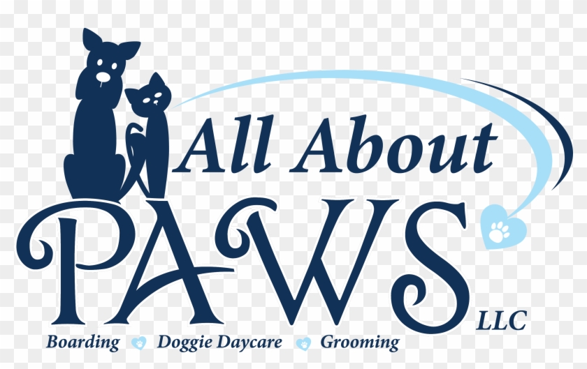The All About Paws Logo In Navy Blue With A Light Blue - Poster Clipart