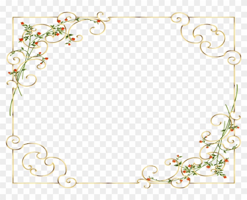 Marcos Photoscape Photoshop Y Gimp - Golden Floral Border Png Clipart #3076155