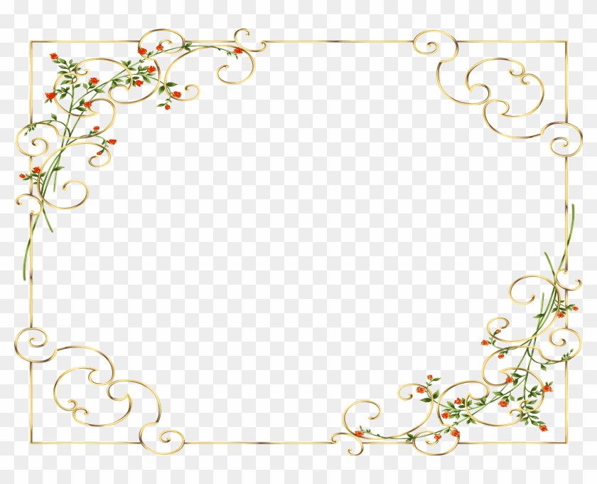 Marcos Photoscape Photoshop Y Gimp - Golden Floral Border Png Clipart