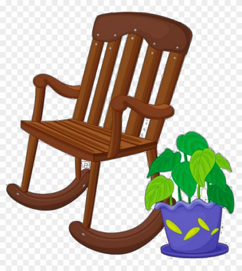 Ftestickers Clipart Chair Rockingchair Plant - Rocking Chair Cartoon - Png Download