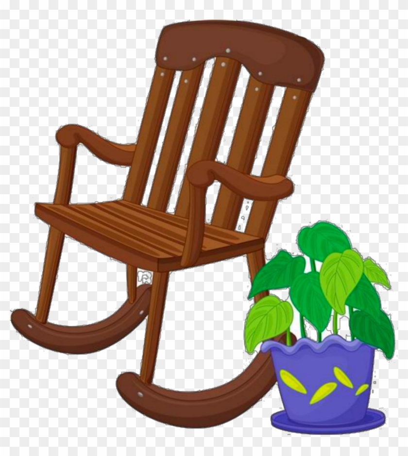 Ftestickers Clipart Chair Rockingchair Plant - Rocking Chair Cartoon - Png Download #3077350