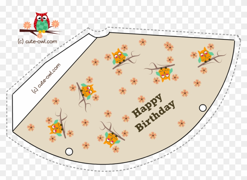 Birthday Party Hat Featuring Cute Orange Owl - Illustration Clipart