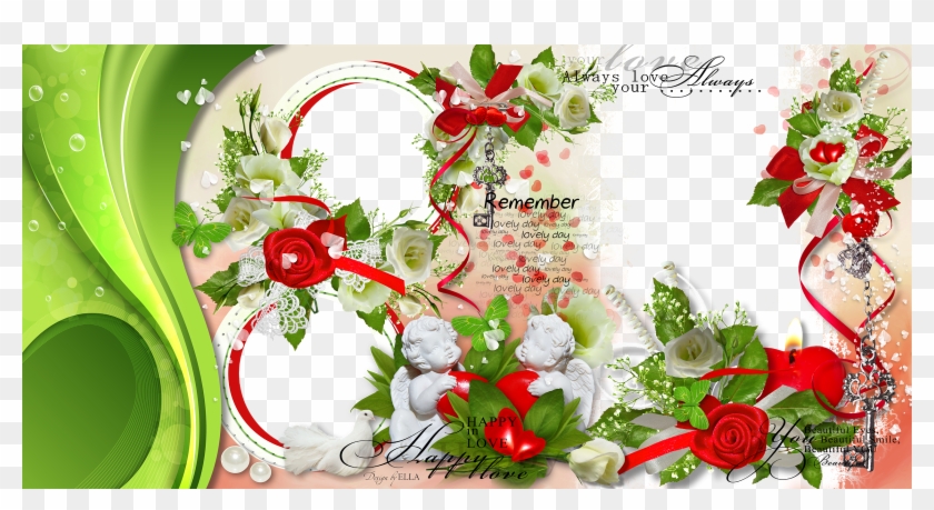 Wedding Love Frame Photoshop Png - Garden Roses Clipart