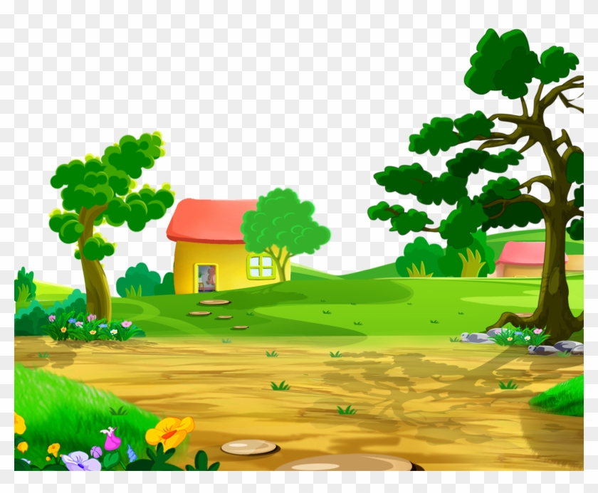 Hd Drawing Landscape - Cartoon Nature Png Clipart #3080907