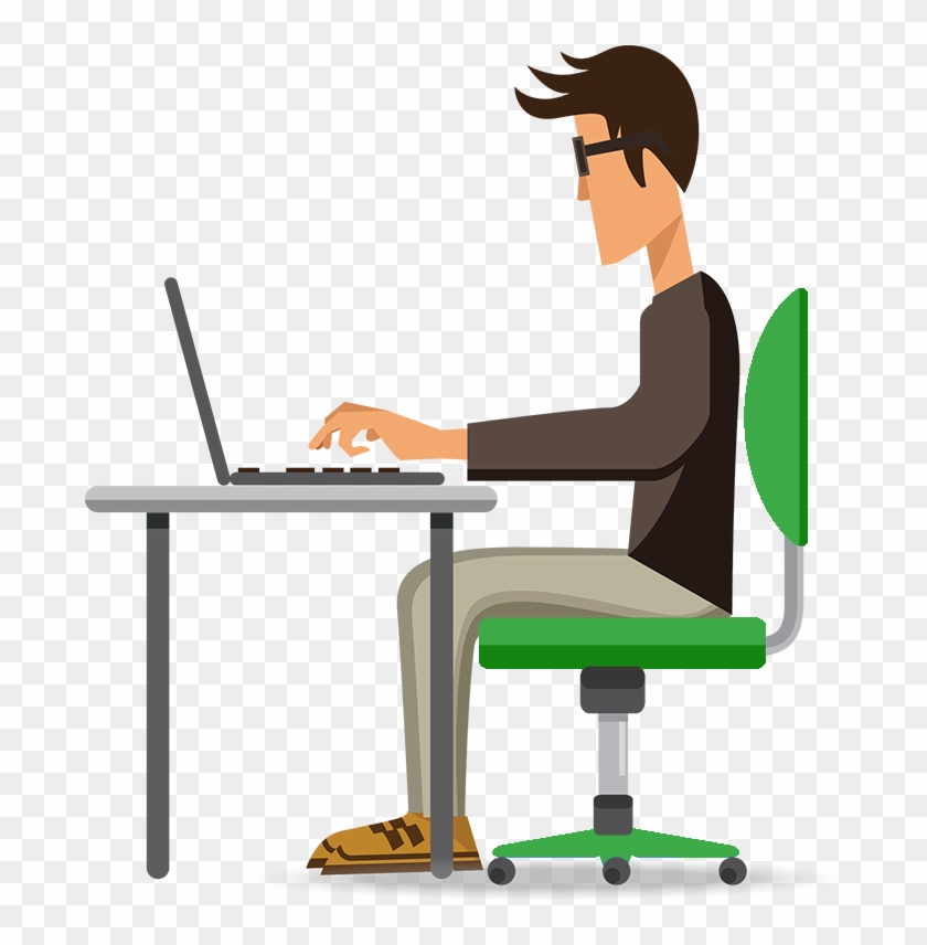Man With Computer Vector Clipart