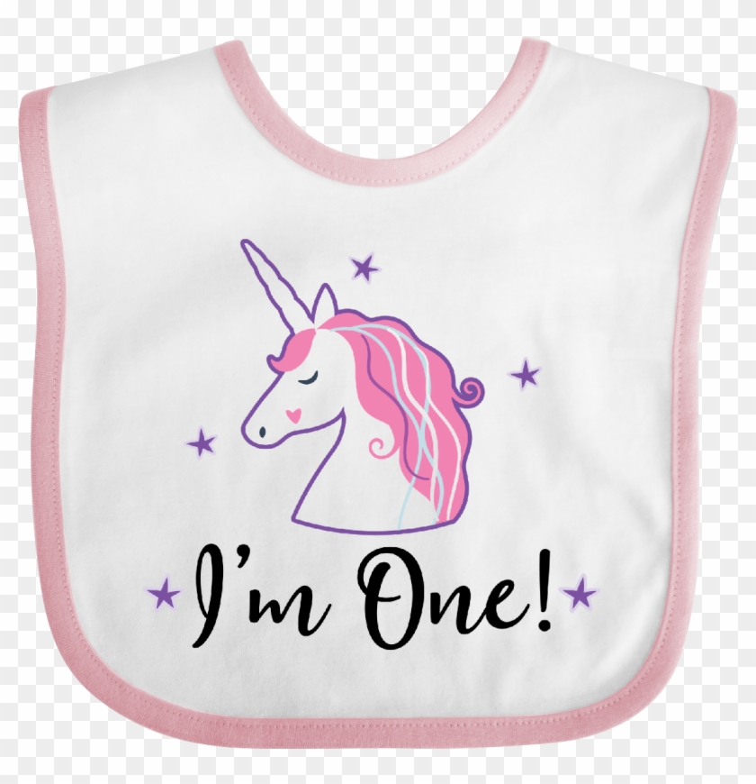 1st Birthday Girls Unicorn Im 1 Baby Bib White And - Unicorn 3rd Birthday Party Clipart