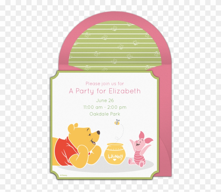 Free Winnie The Pooh Pink Invitations - Illustration Clipart #3081766