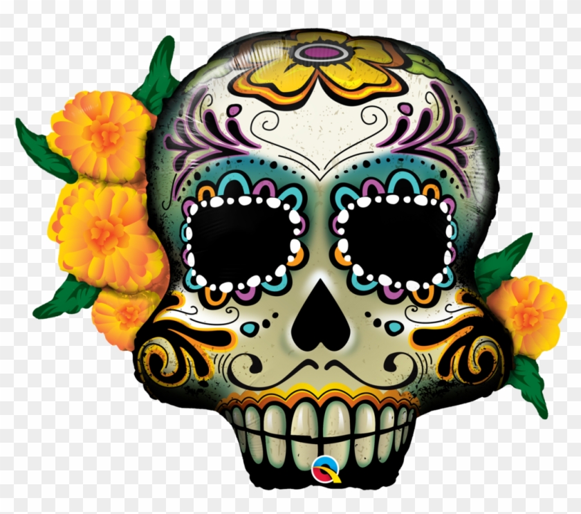 Qualatex Halloween Day Of The Dead Skull 38" Super - Day Of The Dead Balloon Skull Clipart #3083917