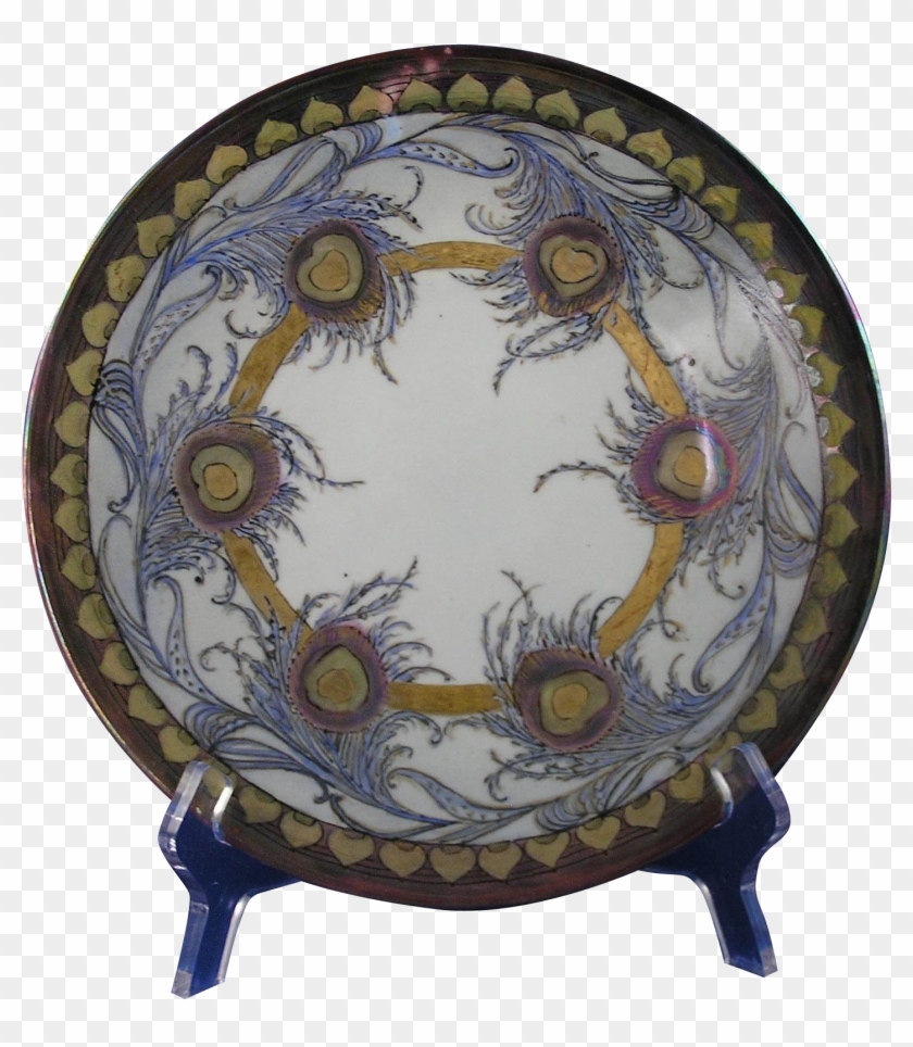 Jean Pouyat Limoges Peacock Feather Motif Plate Clipart