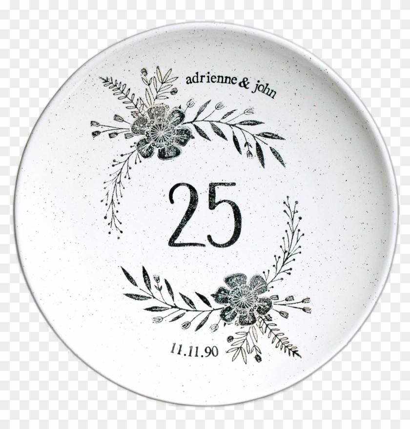 Anniversarry Plate With Flower Design And Year - Early 90s White Label Techno Air Horn Track Clipart #3084196