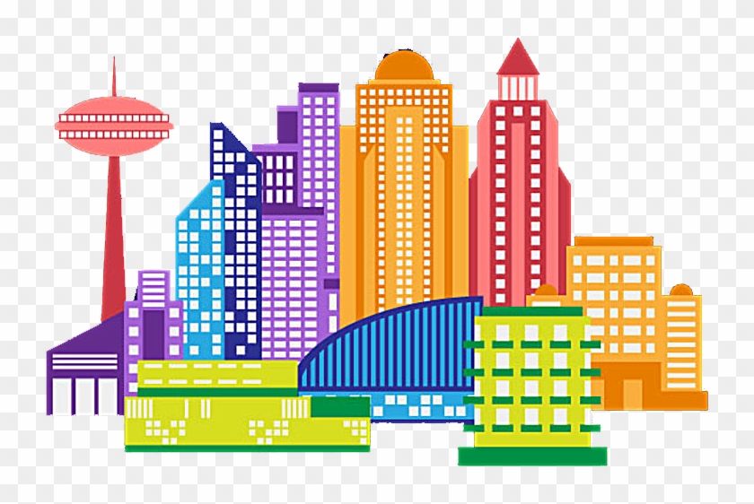 City Building Transprent - Clipart Cartoon City Skyline - Png Download