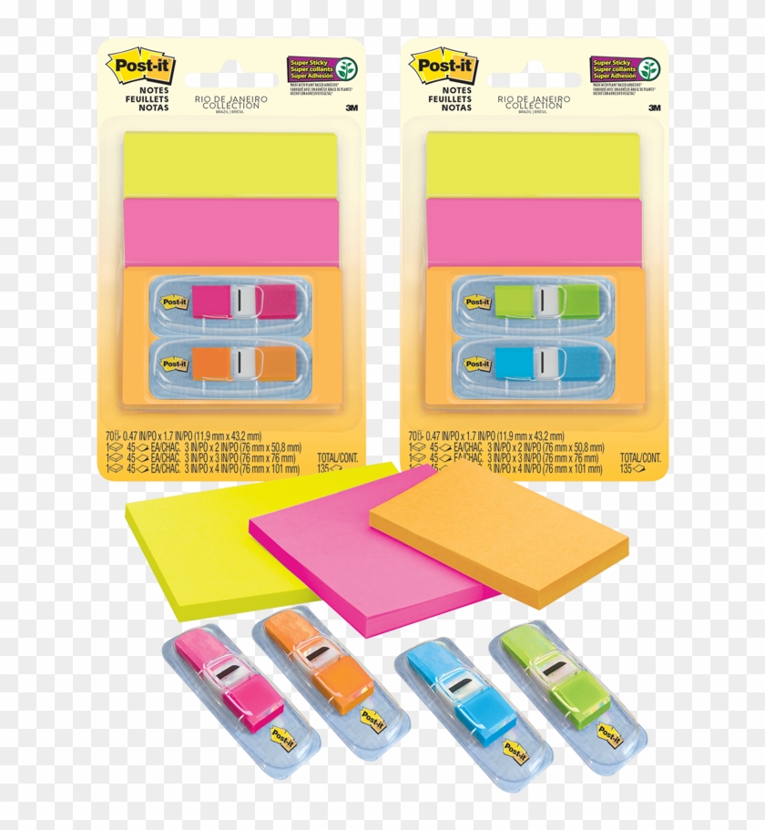 Post-it® Super Sticky Notes Flags Combo Pack 3 Pads - Post Clipart