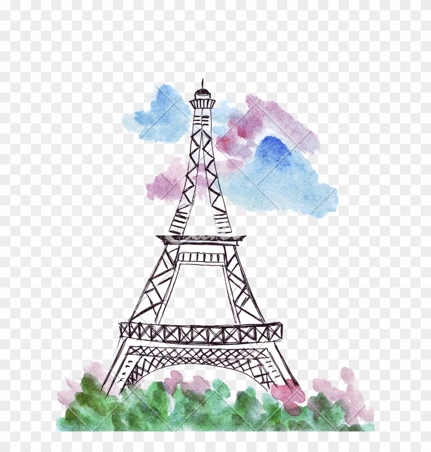 Hand Of Eiffel Tower - Eiffel Tower Drawing Clipart #3092380