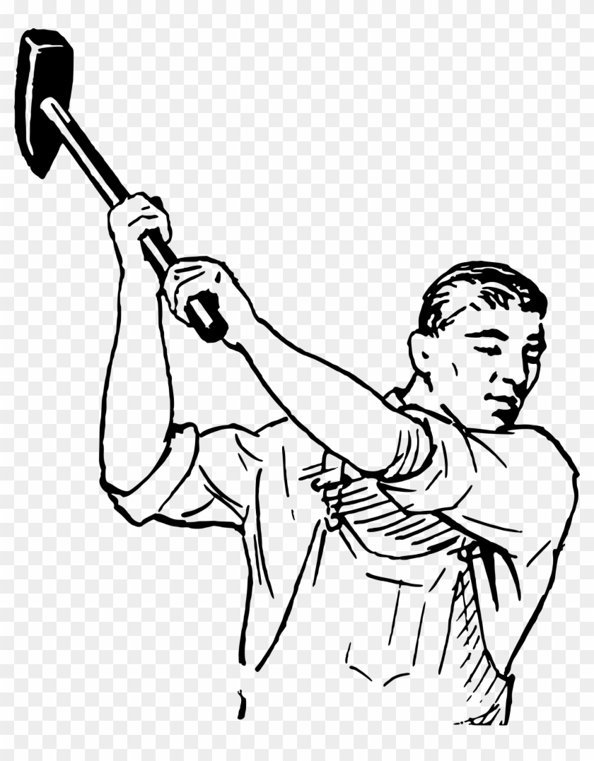 Clip Freeuse Download Clipart Weilding A Hammer Big - Man With Sledge Hammer Drawing - Png Download #3094999