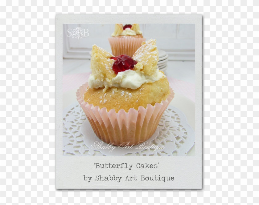 Shabby Art Boutique June Collage Butterfly Cakes - Fairy Cakes Jam And Cream Clipart #3095855