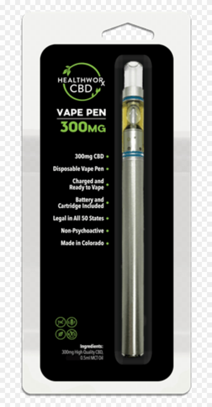 300mg Cbd Disposable Vape Pen By Healthworxcbd - Green Crack Dab Pen Clipart #3096162
