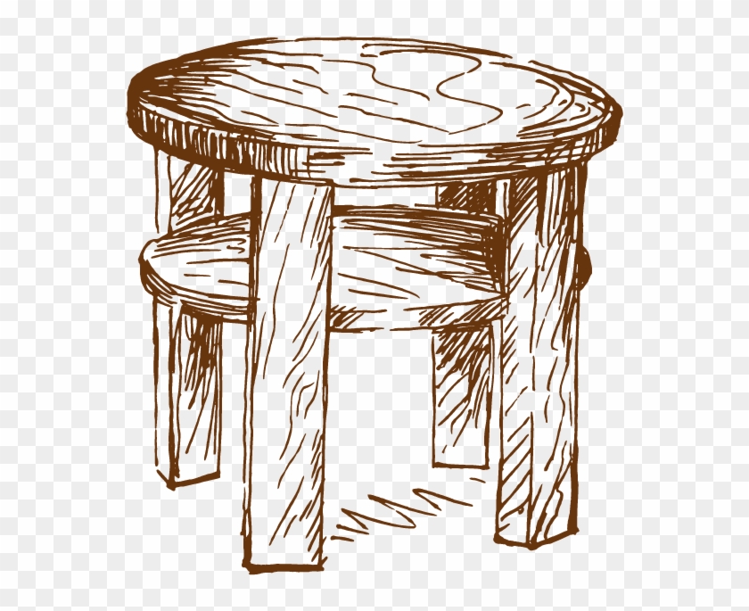 Vector Royalty Free Round Furniture Hand Painted Stools - Hand Drawn Clipart #3097699