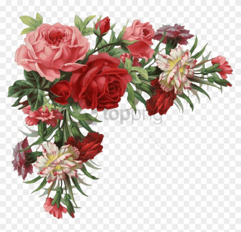 Free Png Colorful Floral Corner Borders Png Png Image - Printable Flowers For Decoupage Clipart