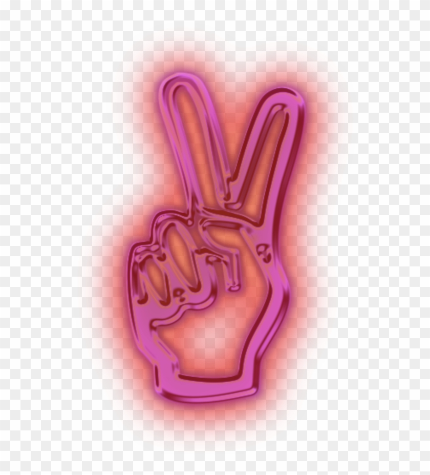 #peaceout #peace #peacesign #neon #neonpink #freetoedit - Peace Hand Clipart