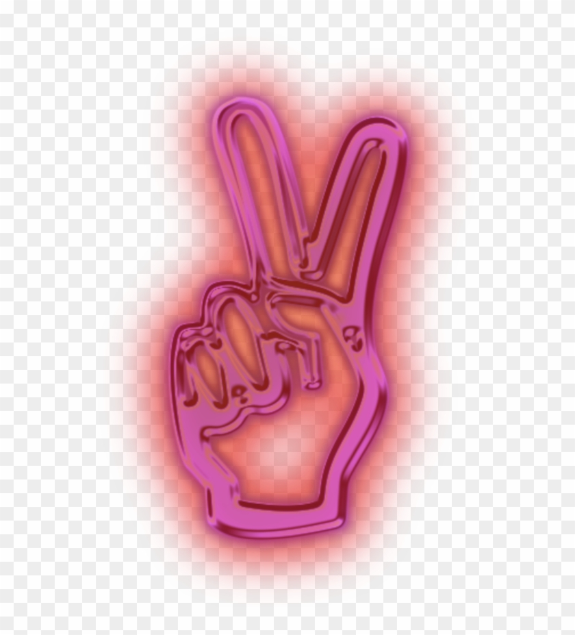 #peaceout #peace #peacesign #neon #neonpink #freetoedit - Peace Hand Clipart #3099090