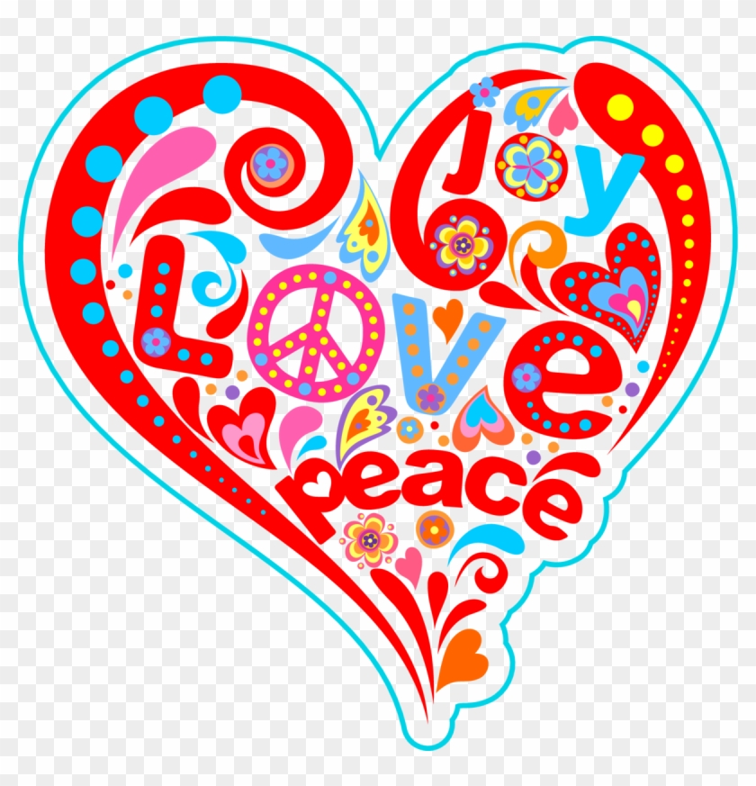 Hippie Heart Peace Sticker - Circle Clipart