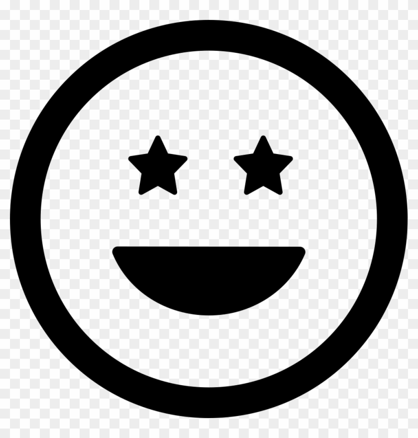 Smiling Happy Emoticon Square Face With Eyes Like Stars - Time Icon Black And White Clipart