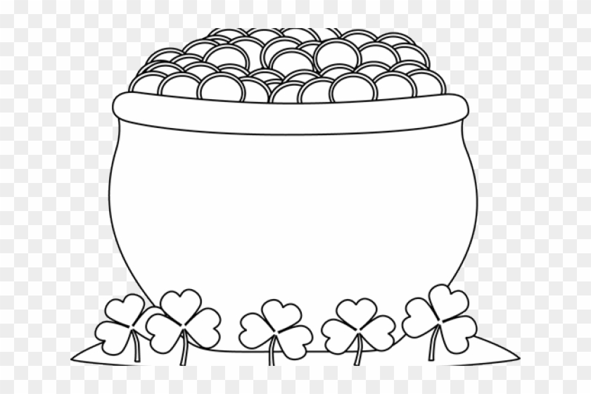 Black And White Pot Of Gold Clipart , Png Download - Pot Of Gold Clipart Black And White Transparent Png