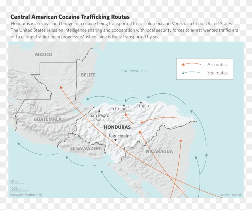 Central American Drug Transshipment Routes - Atlas Clipart #312103