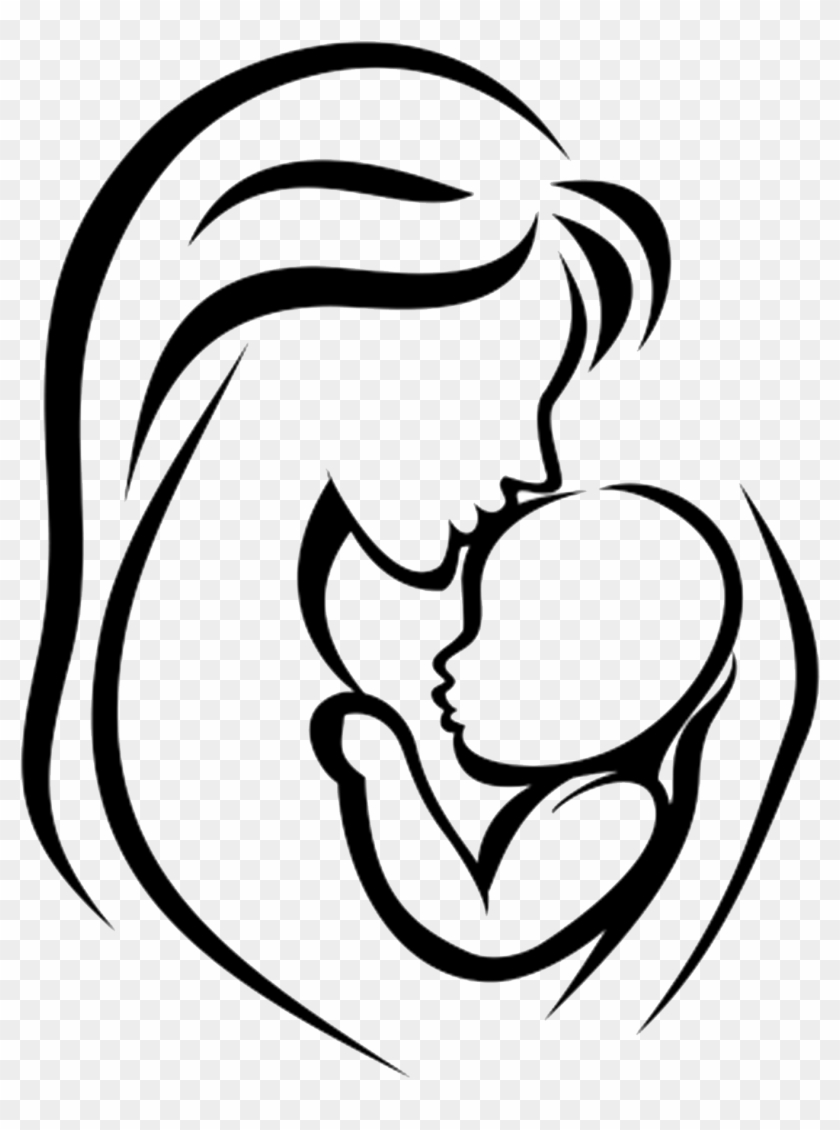 Mother Infant Child Clip Art - Mother And Baby Drawing - Png Download