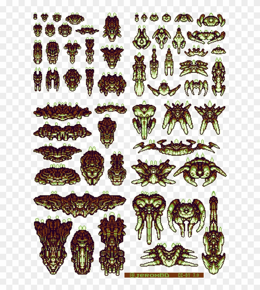 Spaceships Opengameart Org Preview - Top Down Alien Sprites Clipart #312986
