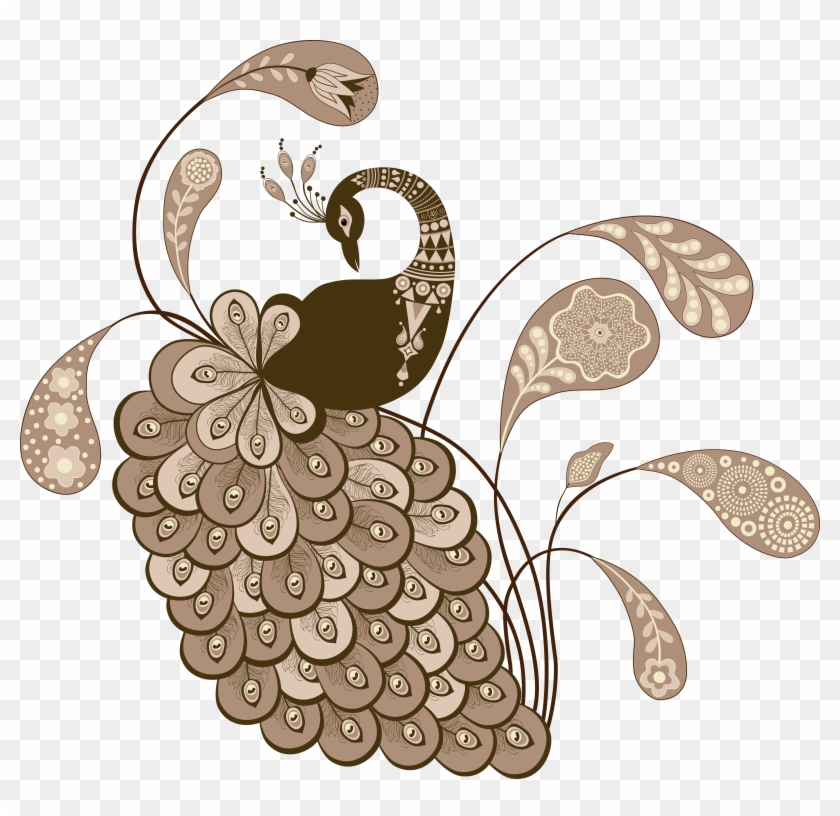Flowers Vectors Clipart Feather - Peafowl - Png Download