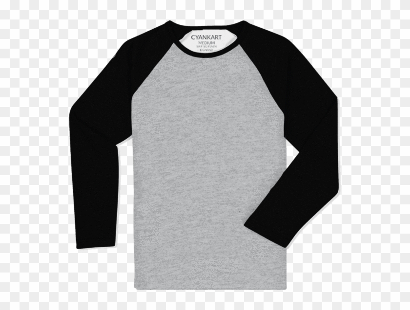 Black And Grey Full Sleeves Raglan T-shirt - Black And Grey Raglan T Shirt Clipart #317443